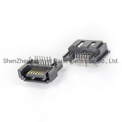 Parche Horizontal SATA 7p chapado en oro SMT interfaz de disco duro ordenador conector de Control Industrial placa hembra